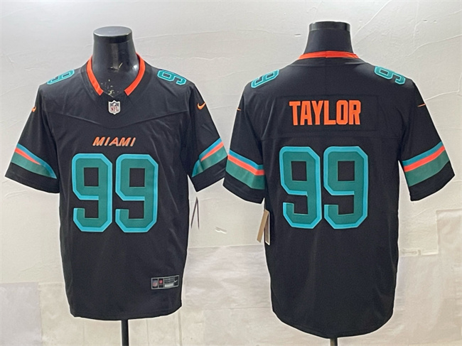 Men's Black Miami Dolphins #99 Jason Taylor 2025 F.U.S.E. “Rivalries” Vapor Limited Stitched Football Jersey